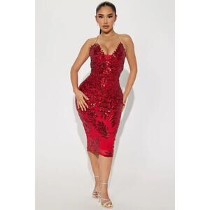 Elegant Red Sequin Dress